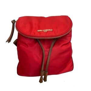 KARL LAGERFELD PARIS Red Cara Nylon Backpack